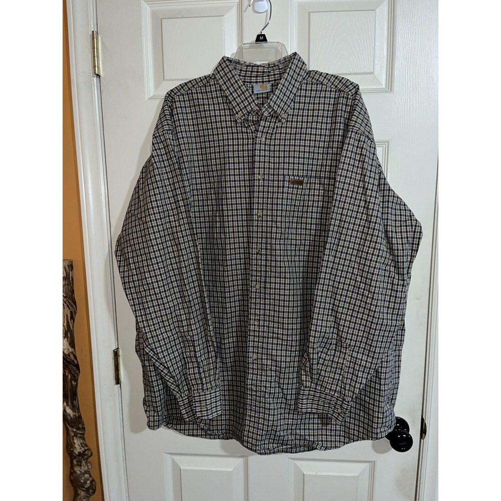 Carhartt Flannel Shirt Mens 2XL XXL Desert Plaid Outdoor Work vintage